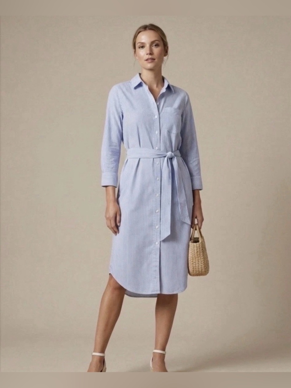 Abercrombie & Fitch XSP Blue Striped Nautical Preppy Shirt Dress Long Sleeve